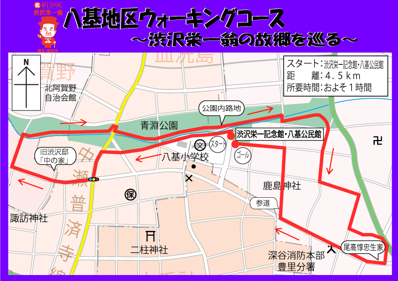 八幡地区ウォーキングコース～渋沢栄一翁の故郷を巡る～